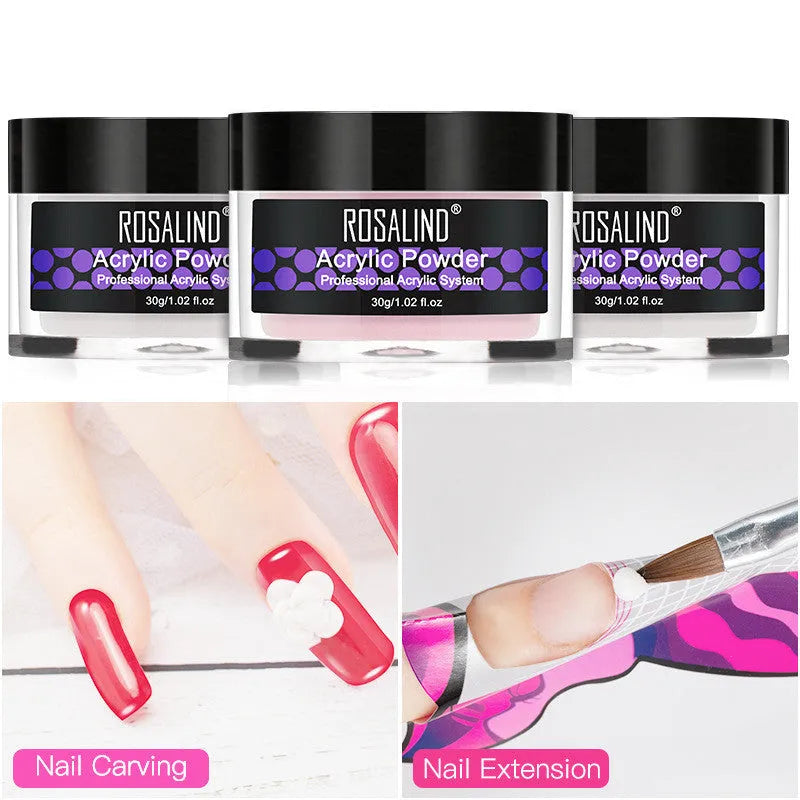 Nail styling carved powder and crystal liquid set in pink colour RE1004 for 3D nail art