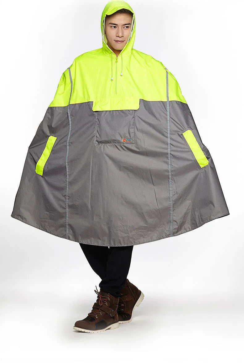 Multifunctional riding raincoat poncho 109cm length PU glue fabric cycling hiking lightweight backpack-style