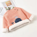 Baby plush warm cotton pullover long sleeve round neck top in chocolate colour