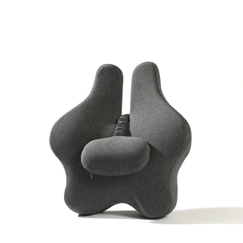Memory foam car cushion with adjustable lumbar support in black colour on vehicle seat