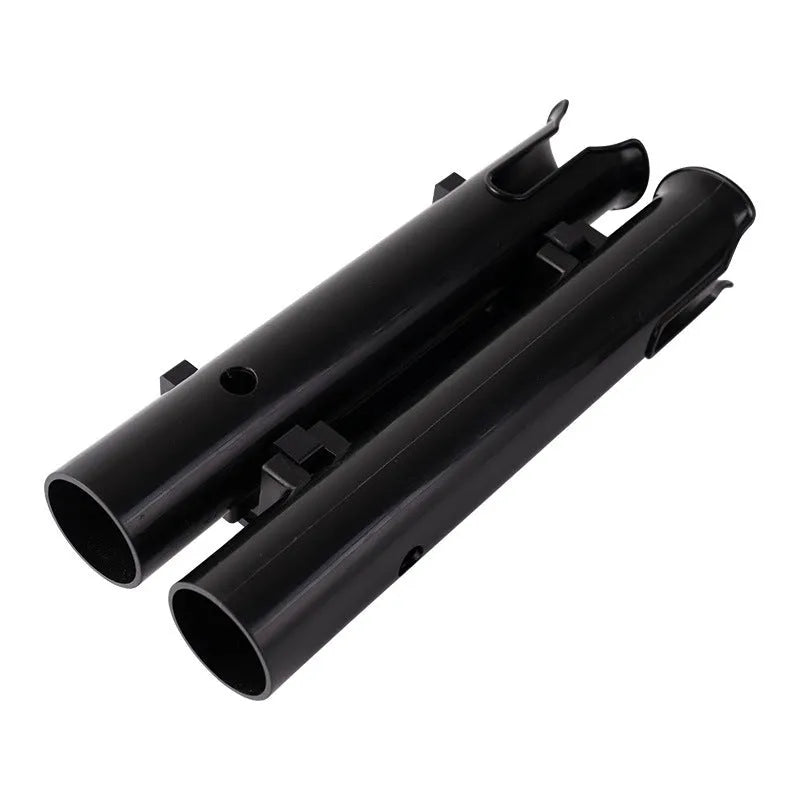 Carbon fibre fishing rod rack with pipe clamp for motorcycle and bicycle attachment