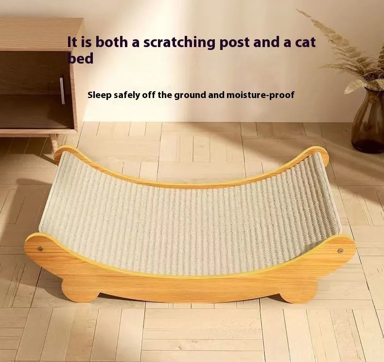 Sisal cat scratch board with replaceable blanket cover in pastoral style