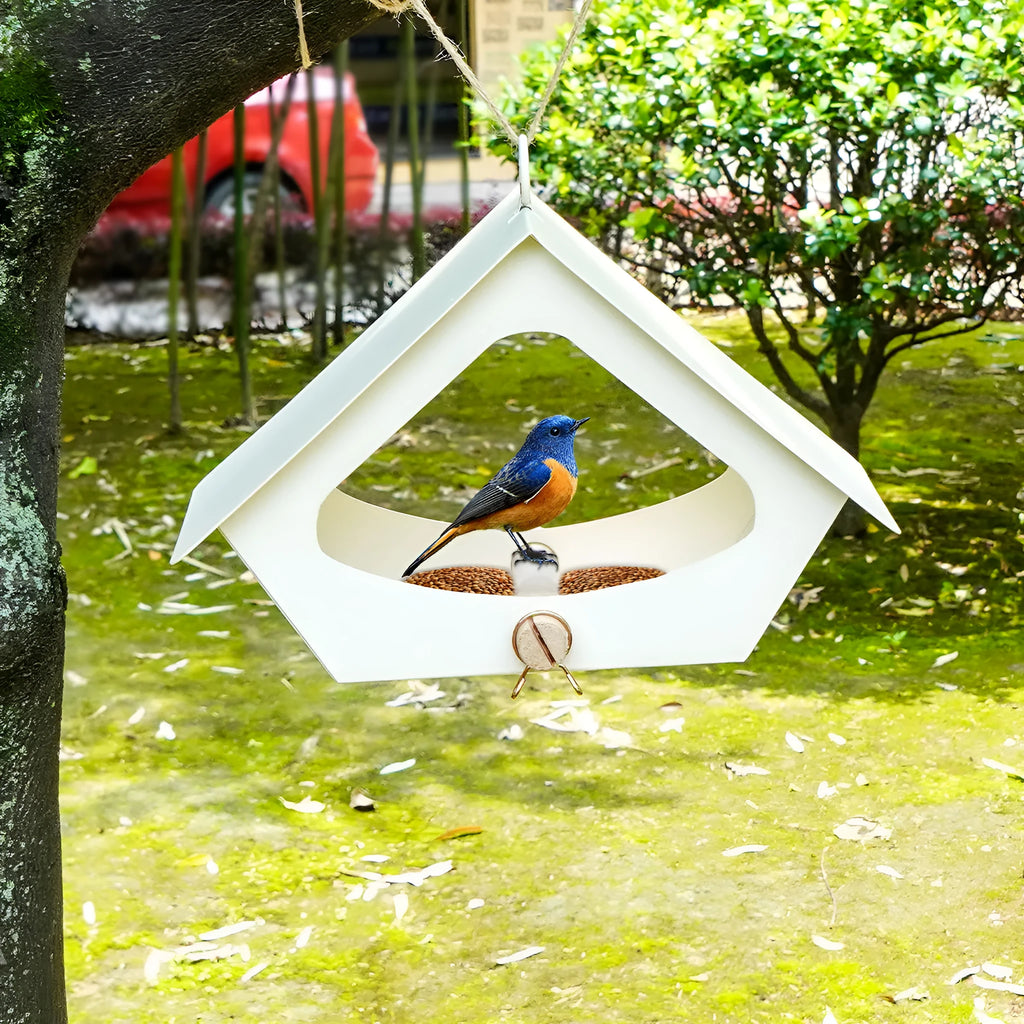 European-style iron bird nest with anti-rain outdoor design in garden setting