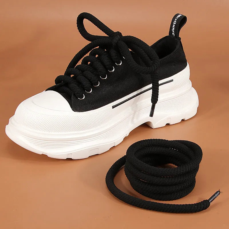Round woven shoelaces for bread shoes in white, beige and black colours showing length options