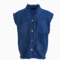 Men's special-interest design V-neck sweater vest coat in autumn Korean style, blue, front view