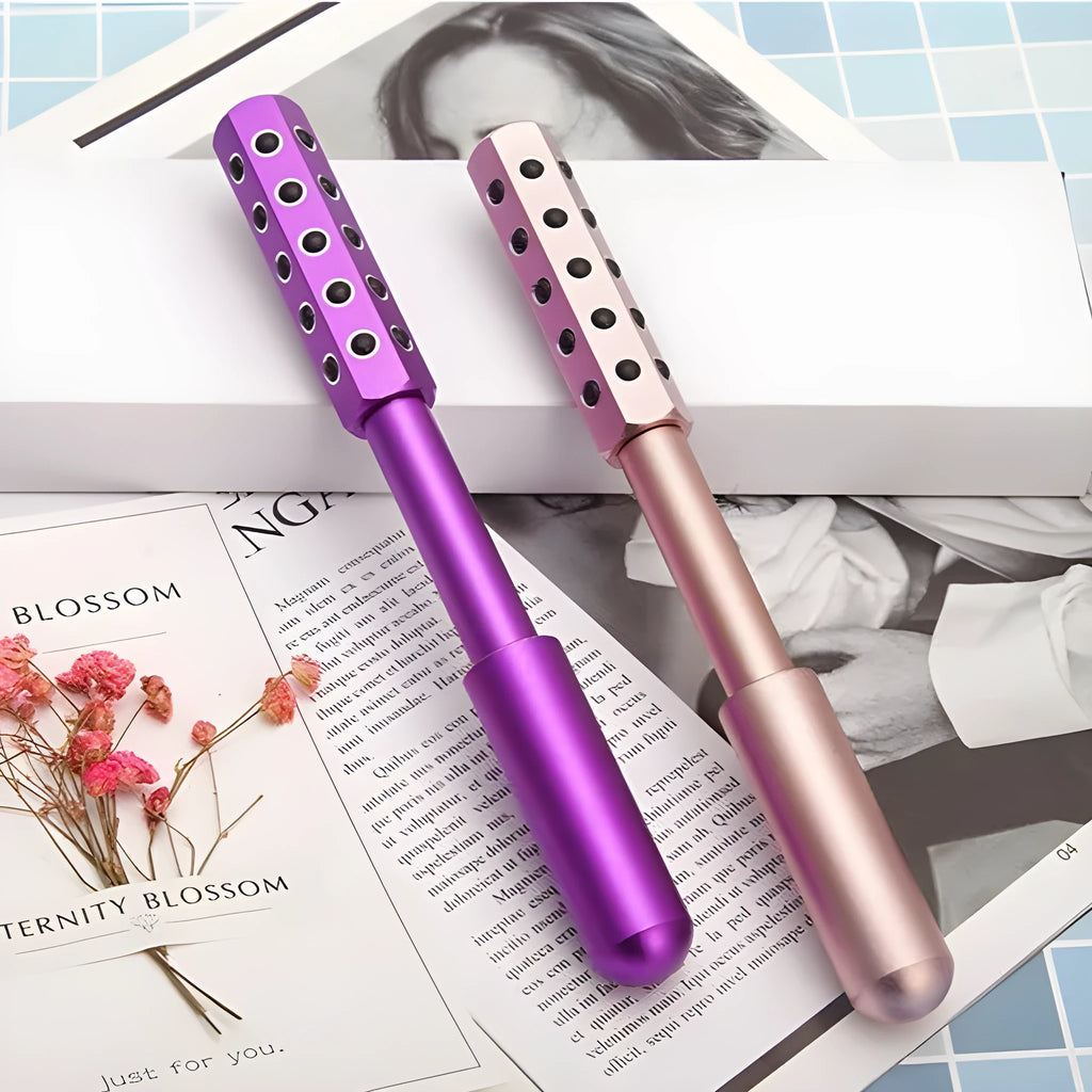 Germanium particles roller beauty massage instrument in purple colour with 24 ball rollers
