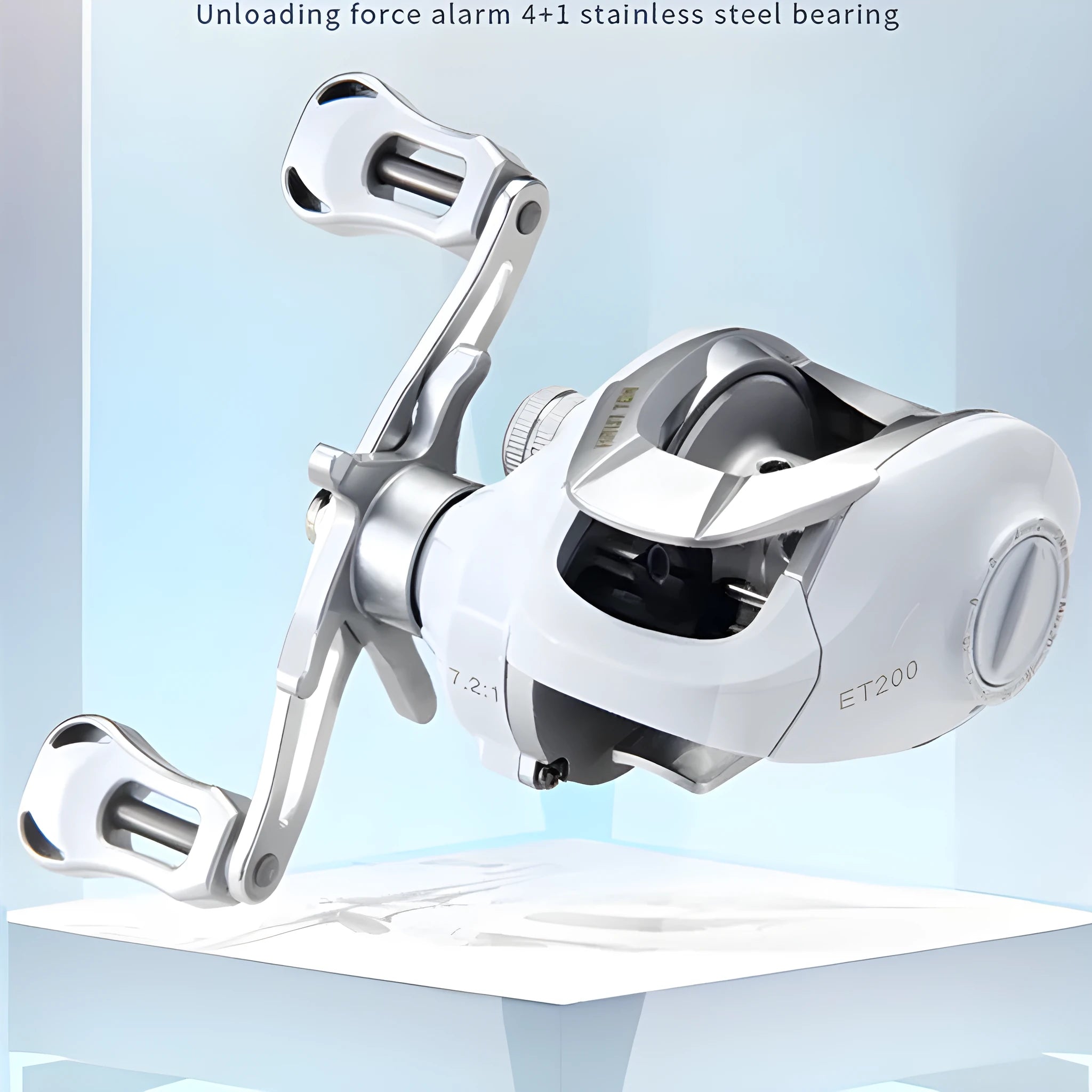 Small white micro drip wheel baitcasting fishing reel with ET Drop Wheel system