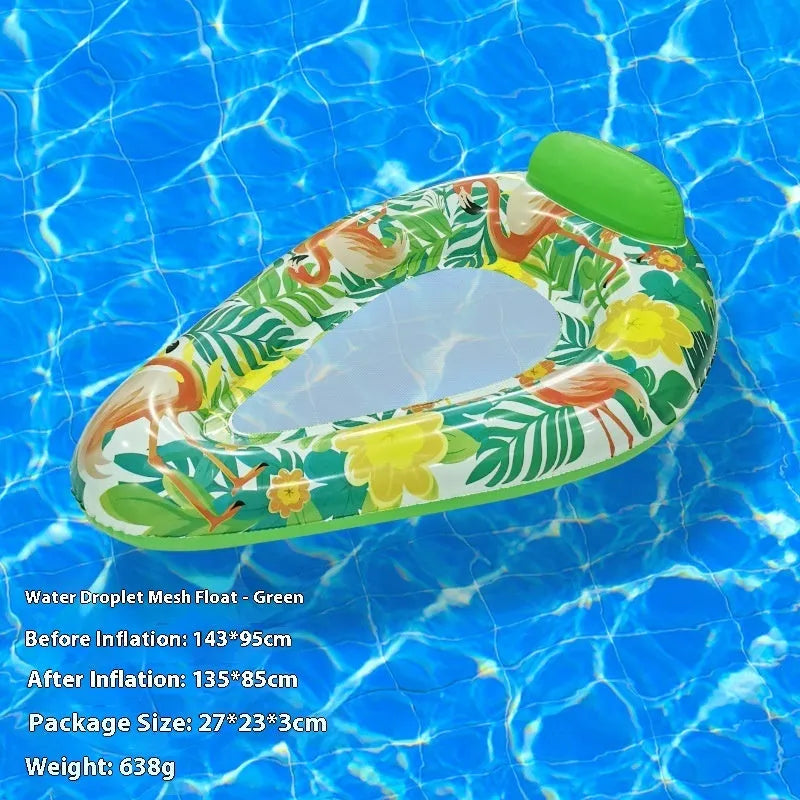 PVC thick sequins inflatable floating row pool lounger in gradient colour with canopy