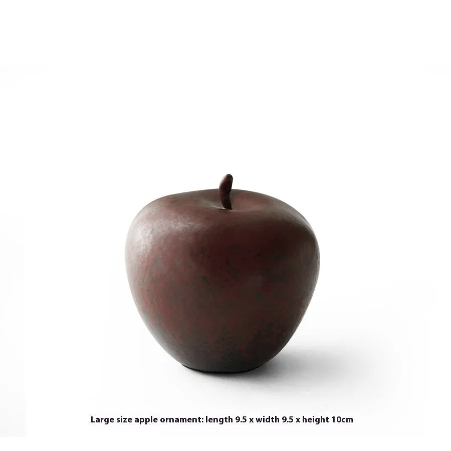 Ceramic apple desktop ornament in retro Chinese style, available in large and small size options