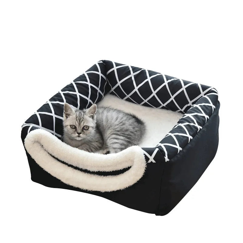 Space box pet nest closed cat room in grey with high quality velvet cover and high density sponge filling