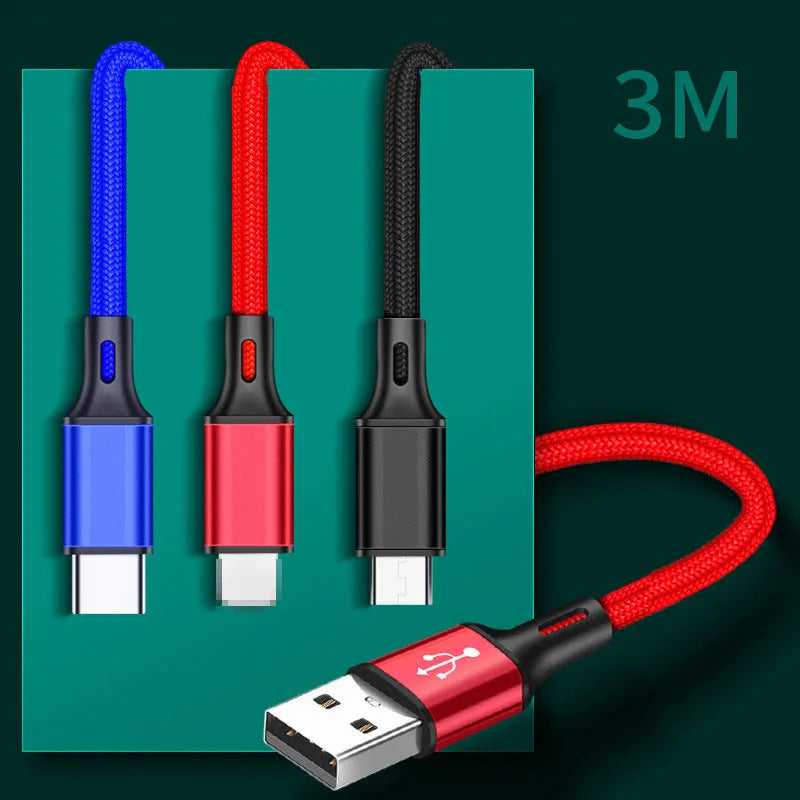 2-metre USB-A to Type-C data cable in multiple colour options for mobile phone charging