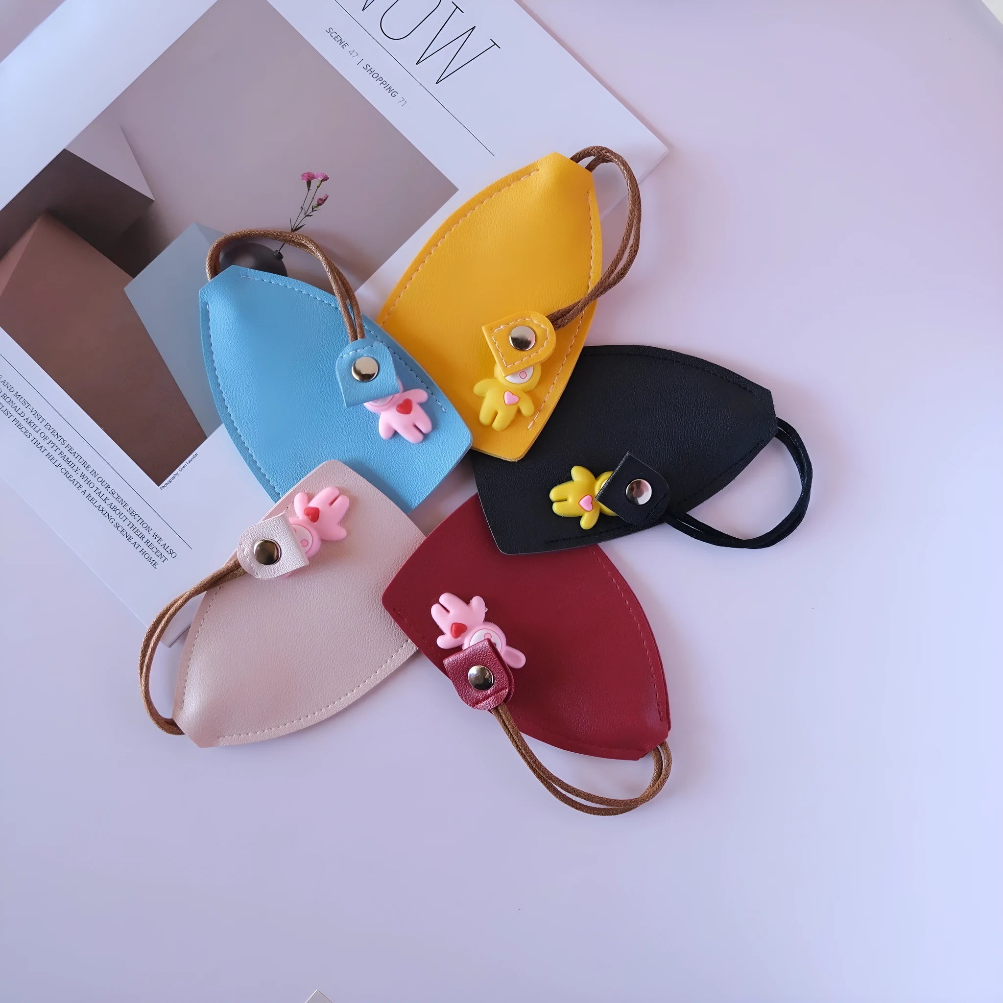 Universal large capacity car key case in five colour options with PU leather construction