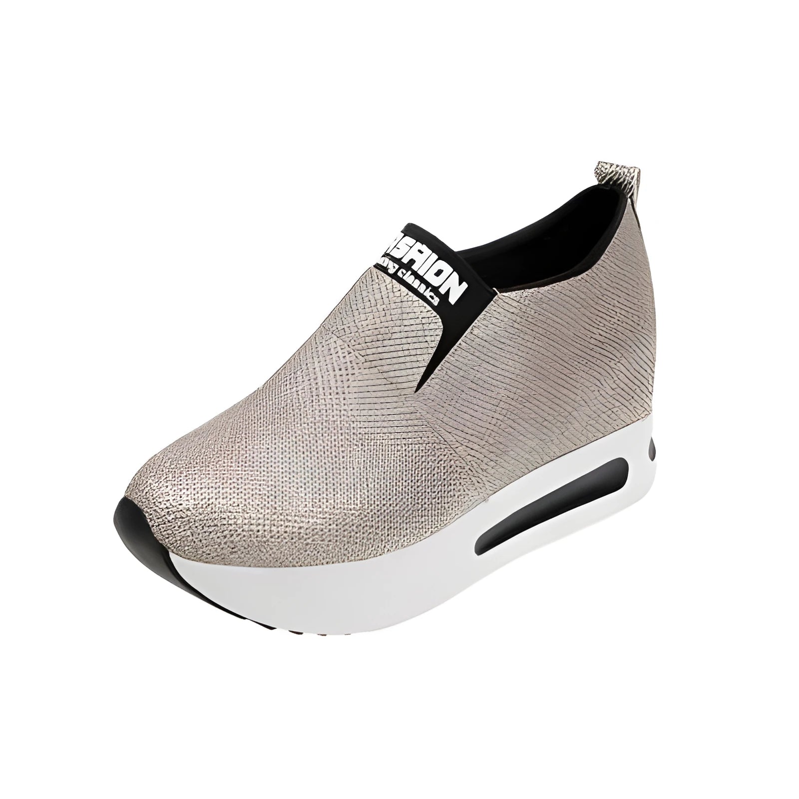 Women sneakers in beige and black with lace-up fastening and soft fabric upper
