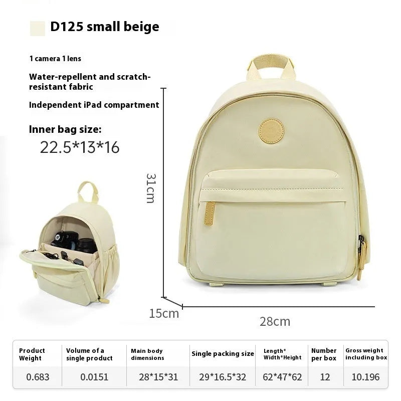 Solid colour shoulder camera bag for women with a detachable iPad compartment and a curve shoulder strap.