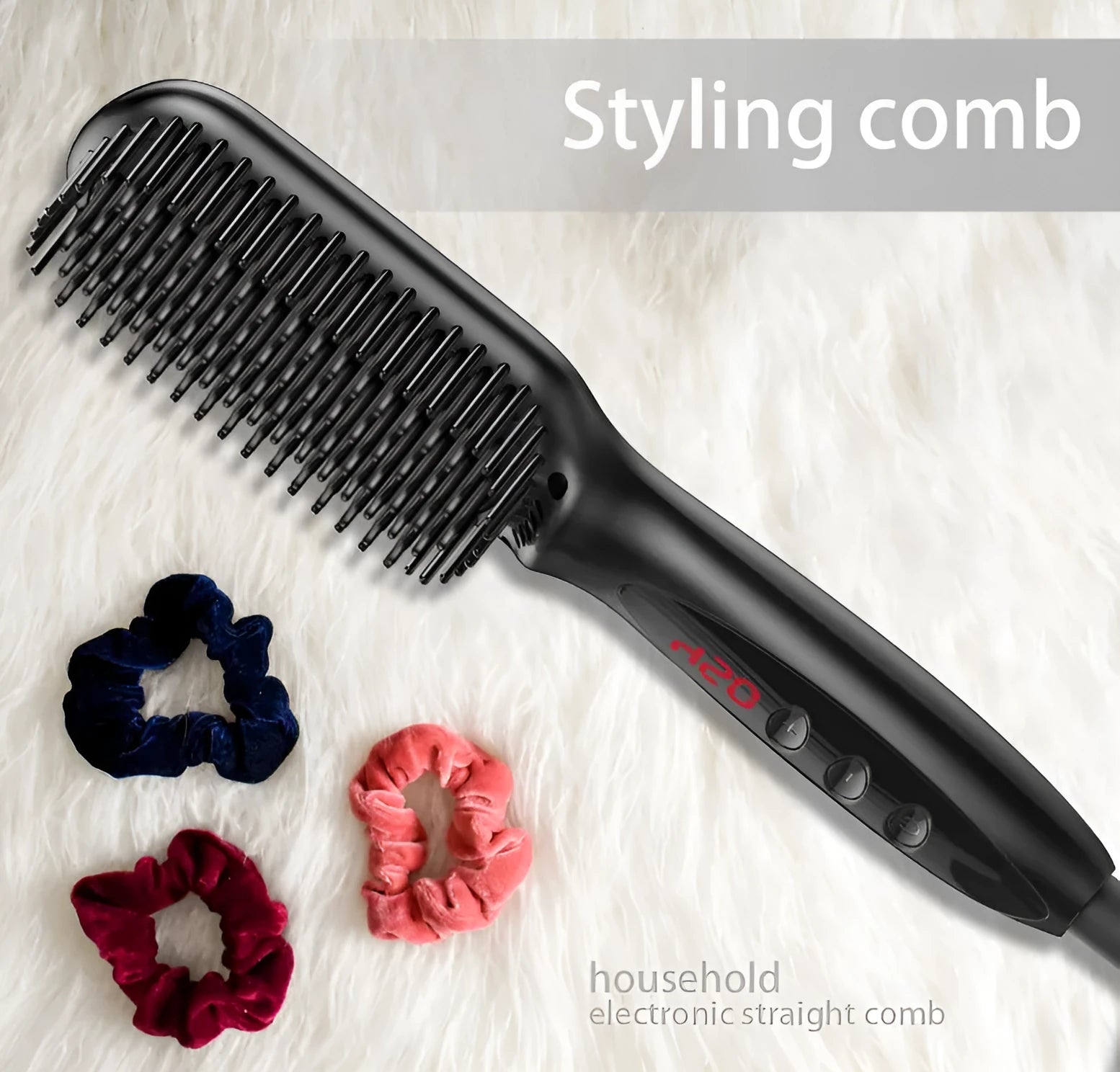 Black beard straightener with tourmaline ceramic heat conductor and temperature control display