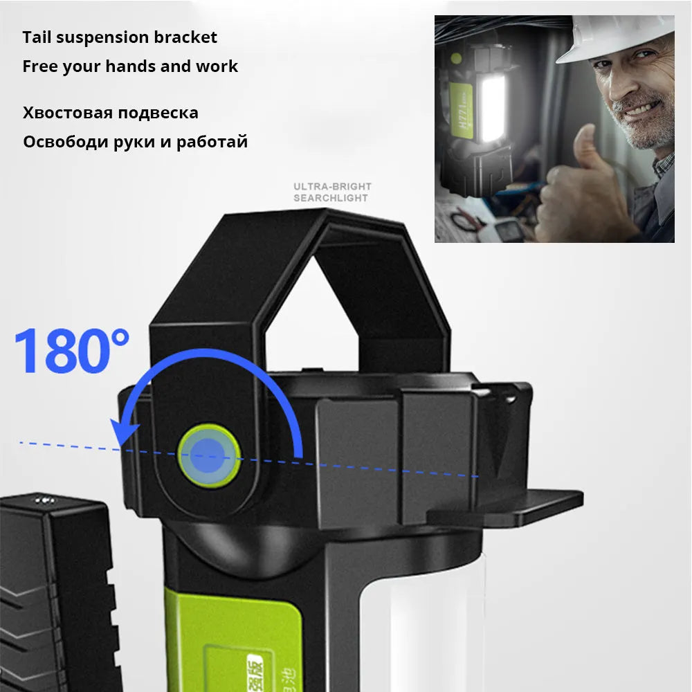Multifunctional strong light portable camping lamp with USB charging and removable battery, 1000/2000 lumens