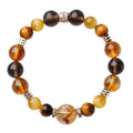Crystal tiger-eye bracelet with lucky K-boxing design and natural yellow tower beads