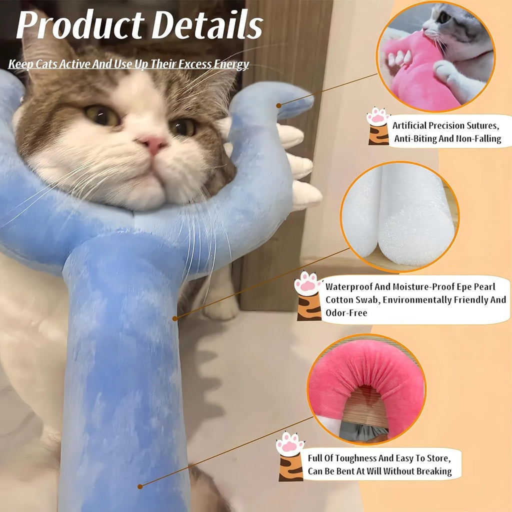70cm blue plush cat wand toy for interactive play with indoor cats and naughty kittens