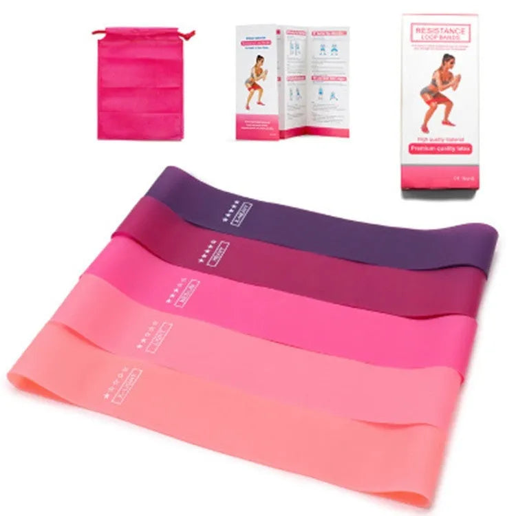 Silicone yoga tension strap in multiple colours with 600mm length and 50mm width on white background