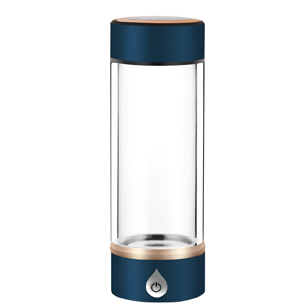 380ml portable hydrogen water ionizer bottle in black with high borosilicate glass body and 22cm height