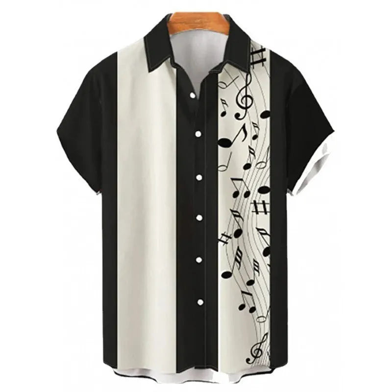 Men's fashion shirt with 3D digital printing, short sleeves, polyester fabric, colour JYT007 pattern