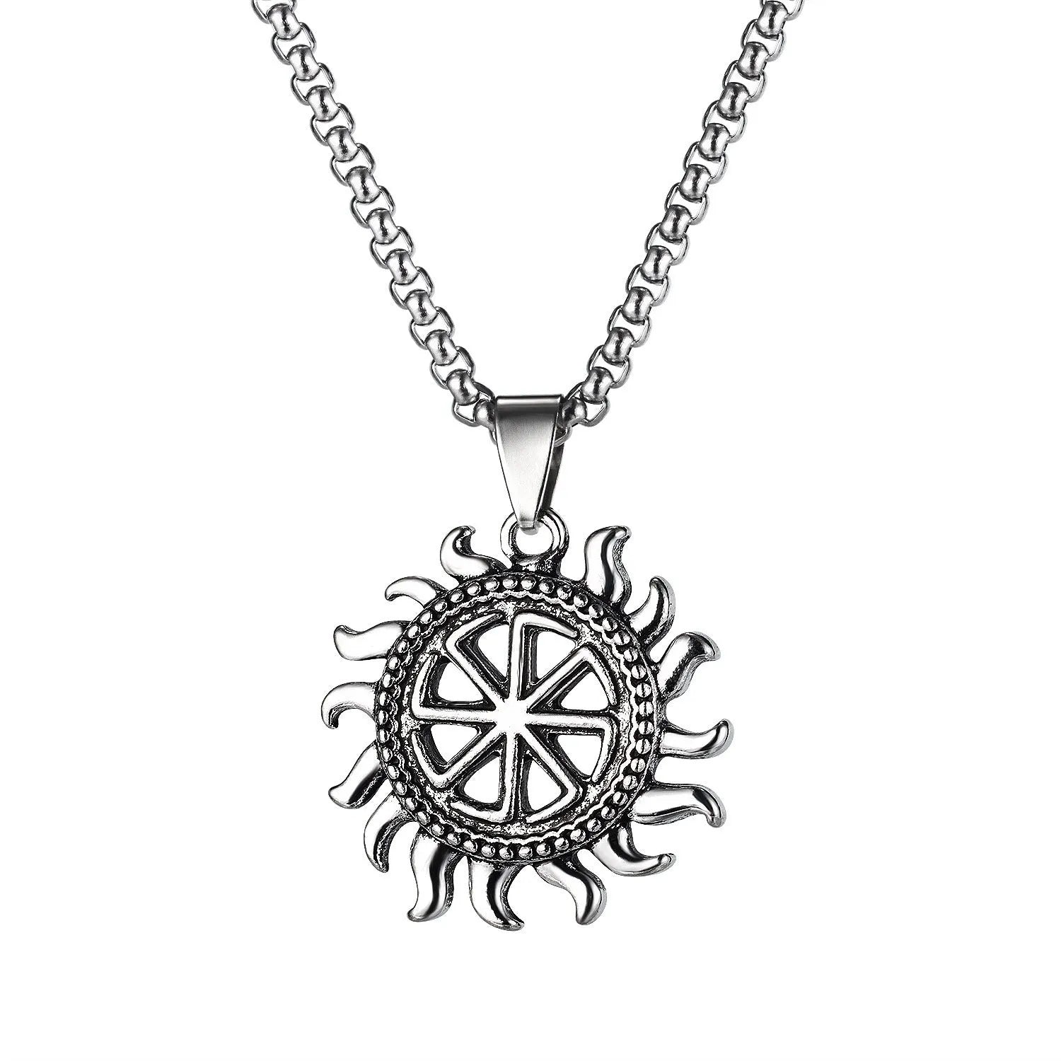 Men's silver skull necklace with stainless steel chain and six different alloy pendant designs