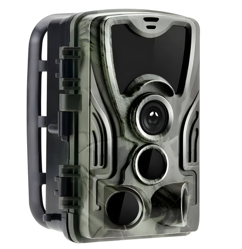 Green cellular trail camera with belt mount for hunting and wildlife monitoring