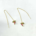 Personalised long drop bird earrings for women in alloy with mixed zirconium wings.