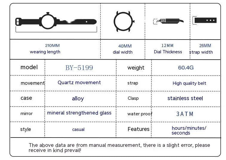 Men's quartz watch with calendar, waterproof, 12mm thickness, black shell black surface on wrist