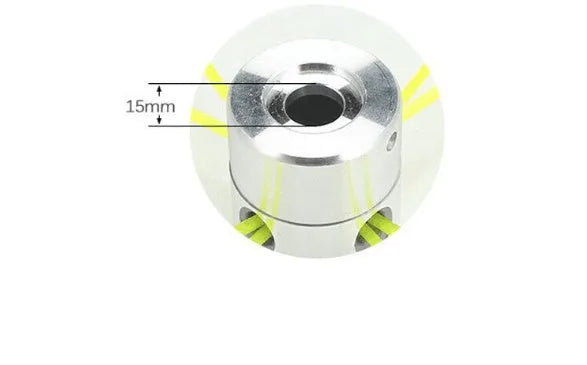 Silver aluminium grass trimmer head with four light yellow square strings for lawn mower accessories