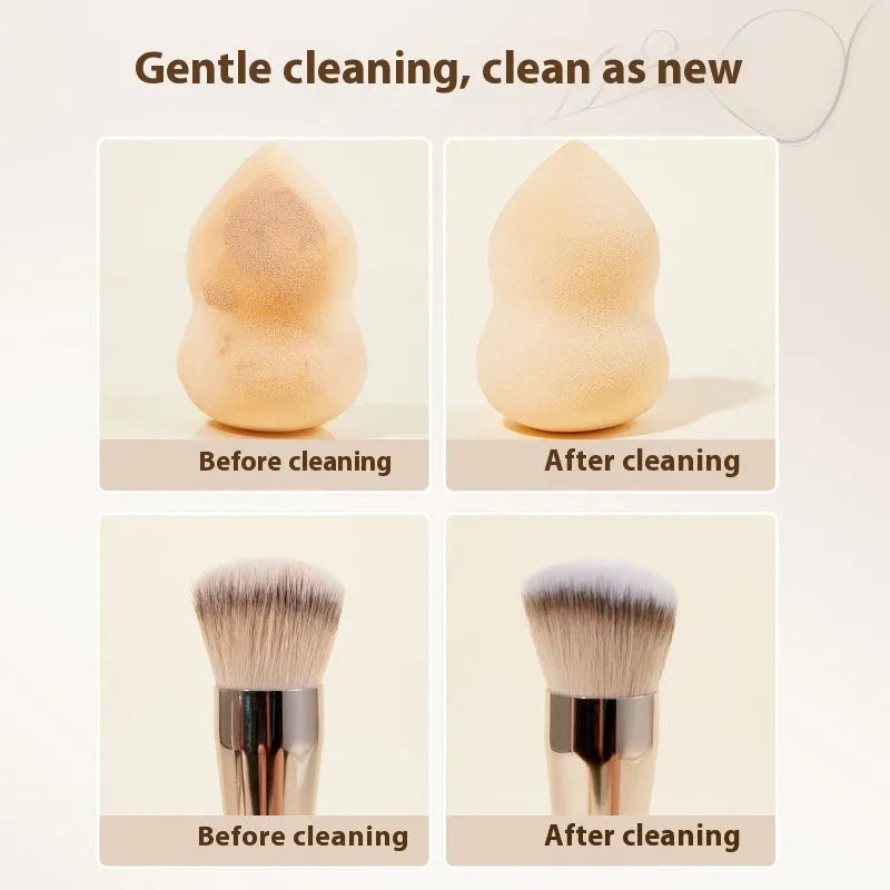 Makeup tool cleaning set with 80ml detergent bottle and 75ml wash-free spray bottle