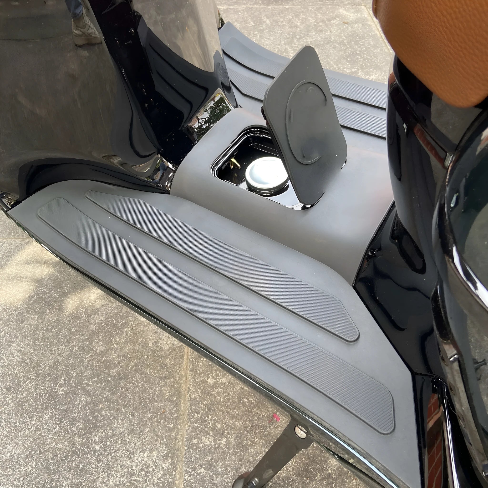 3D rubber motorcycle foot pad modification accessories in black grey and bronze gold colours