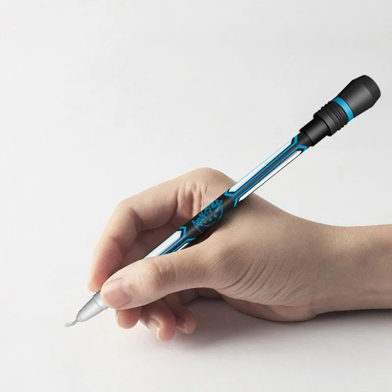 Frosted silica gel anti-slip rotary pen with fine 0.35mm needle tip on desk