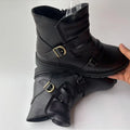 Square heel high-top men's boots brown PU leather low heel height-increasing