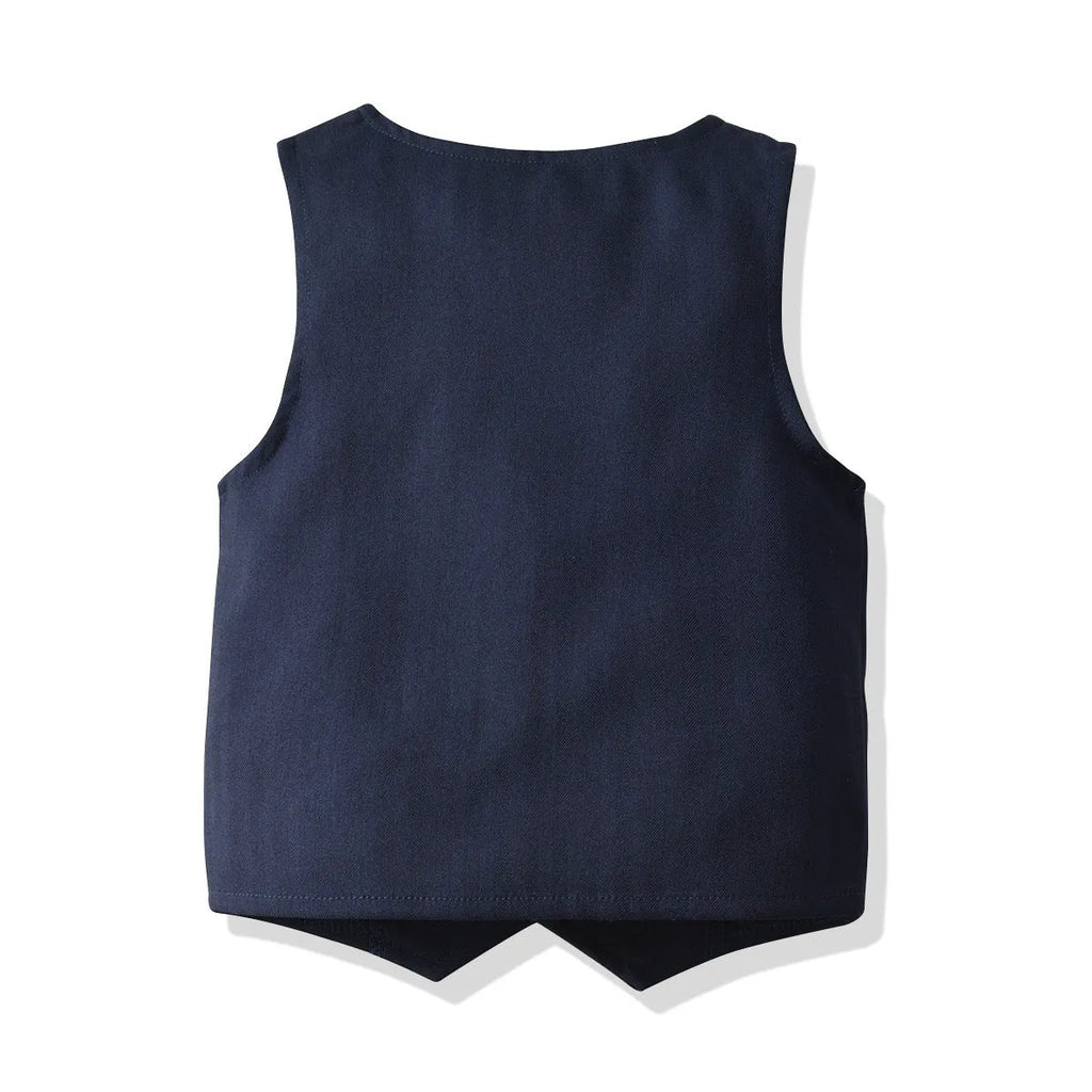 Boys cotton dress suit two-piece set in blue with shirt and trousers, 100% cotton, soft fabric, sizes 90-140cm