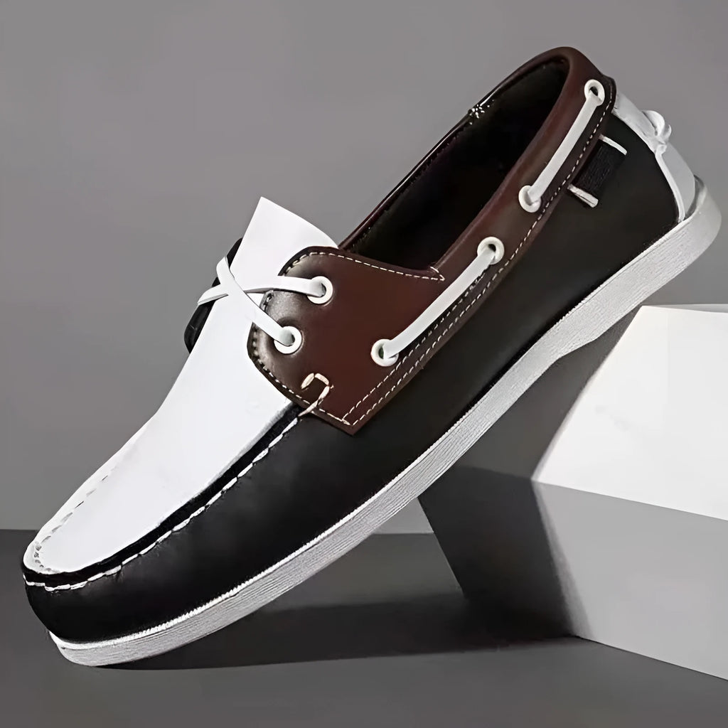 Men's British style casual shoes in artificial PU with flat heel and round toe