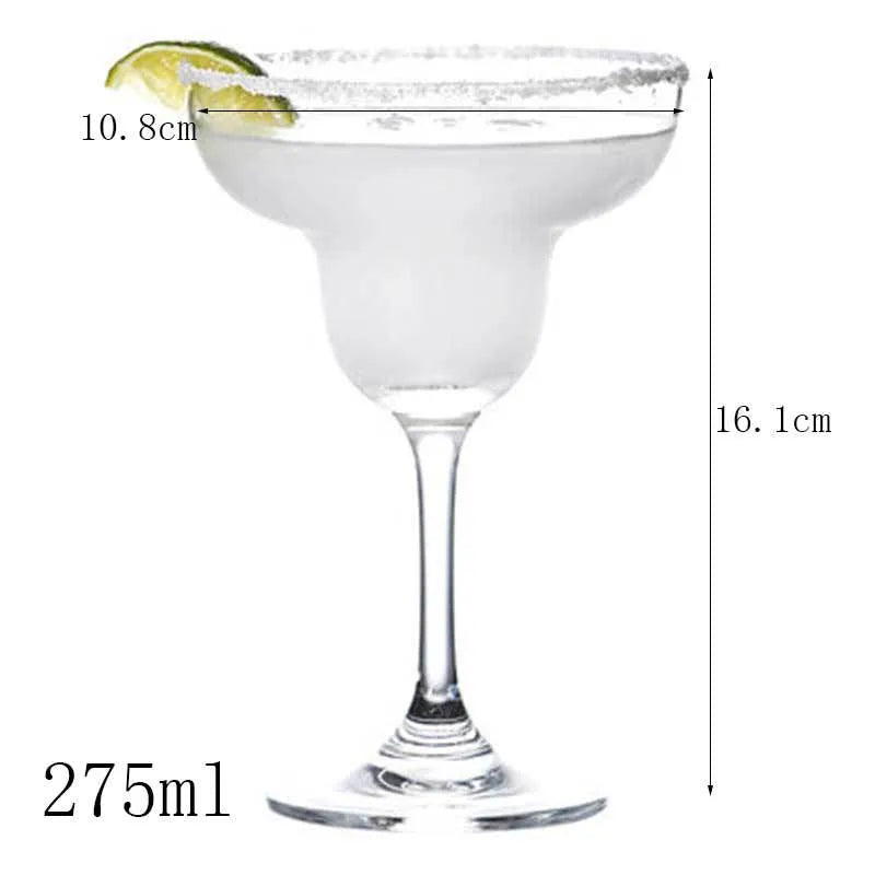 Transparent lead-free glass cocktail glass with seamless flat base and satin-board wall design