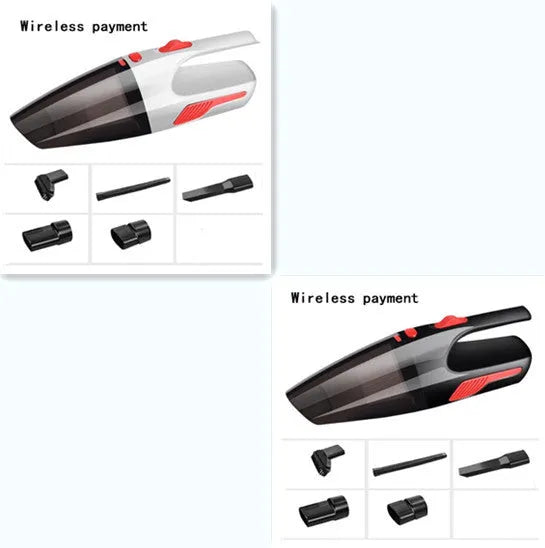 Black handheld 120W wet dry car vacuum cleaner with long nozzle and brush on car seat