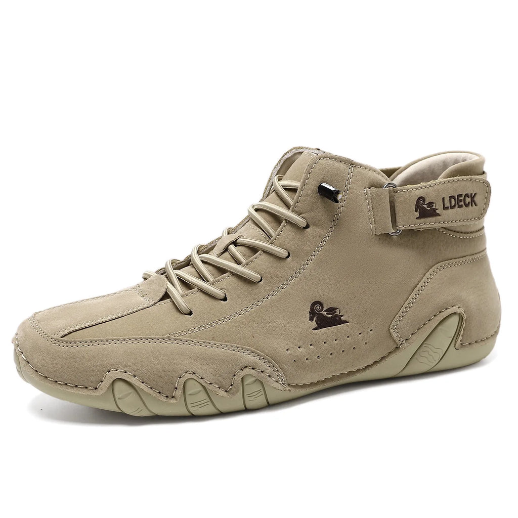 Octopus men's high-top boots in khaki colour with rubber sole and microfibre upper.