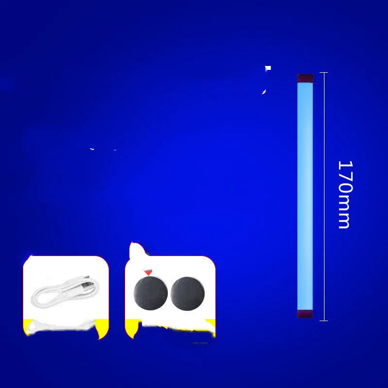 Rechargeable LED tube light stick in blue and purple colours with dimmable RGB lighting