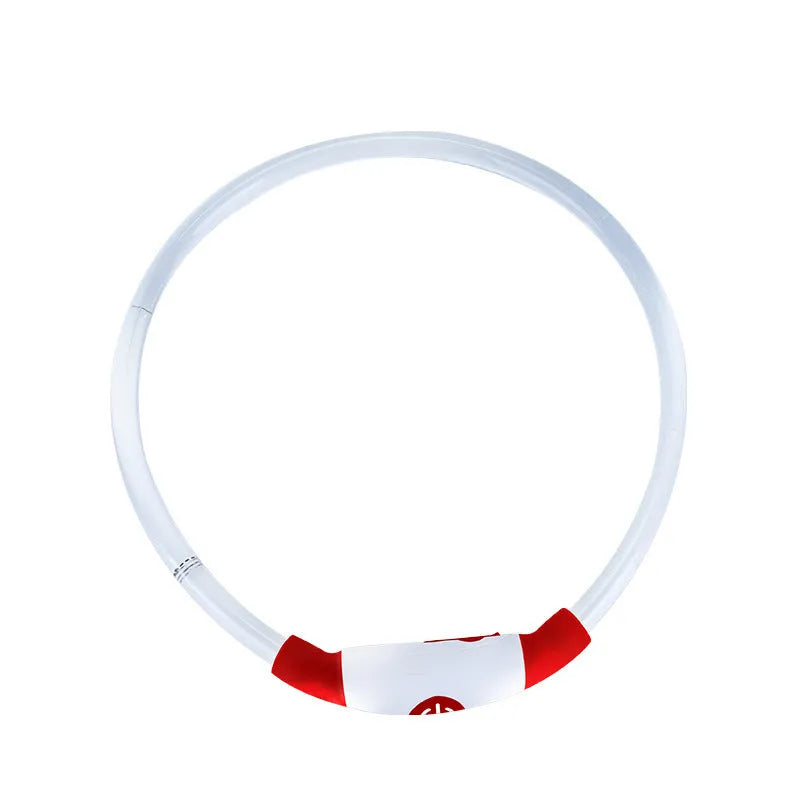 USB rechargeable LED dog safety collar with glowing light, adjustable 70cm TPU strap