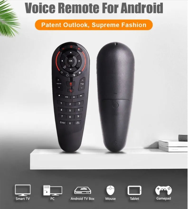 G30 wireless keyboard air mouse remote control with nano USB receiver on a table.