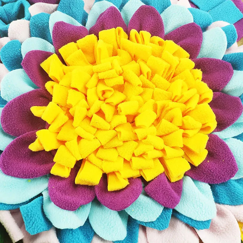 Pet snuffle mat for dogs interactive feed game sunflower suction cups 50x50cm fleece on floor