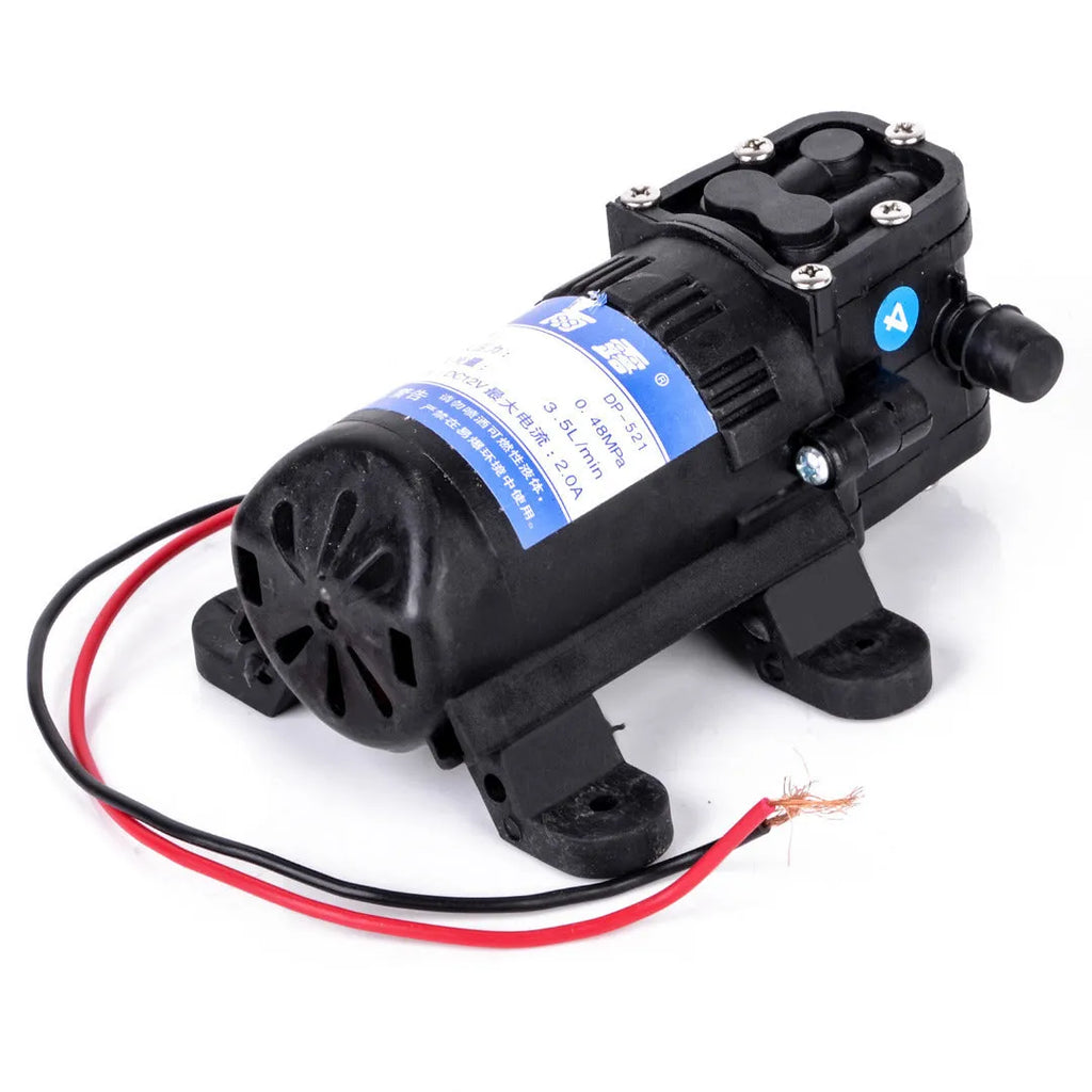 12V DC electric water pump motor with engineering plastic housing and pure copper motor, backflow colour option, 12.5 cm size