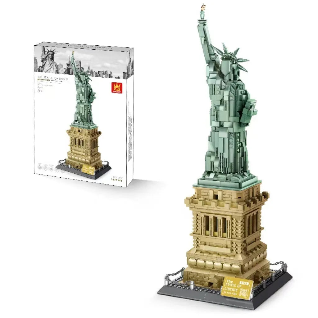 Wange building block street view set with landmark pieces including Eiffel Tower and Big Ben