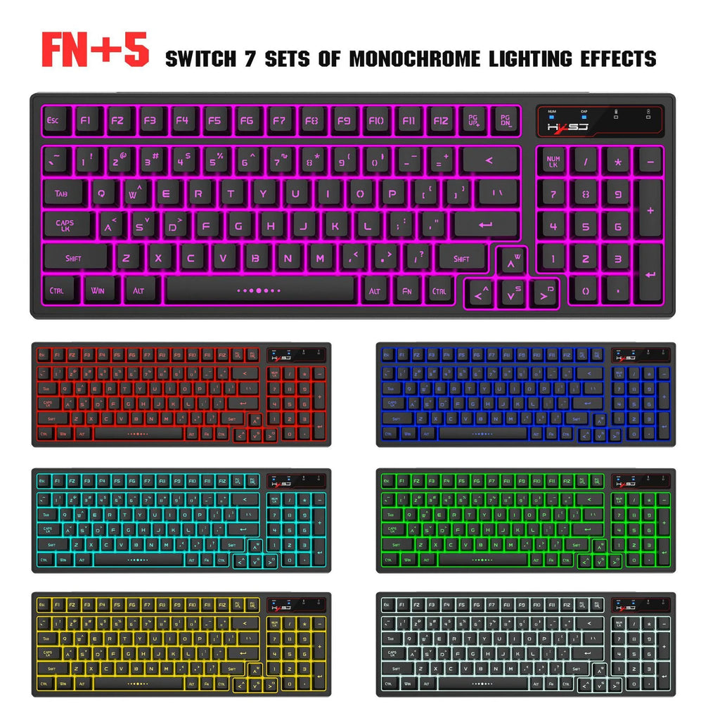 L99 wireless rechargeable 2.4G keyboard and mouse set with RGB glow, 96 ABS keys and Type-C charging cable