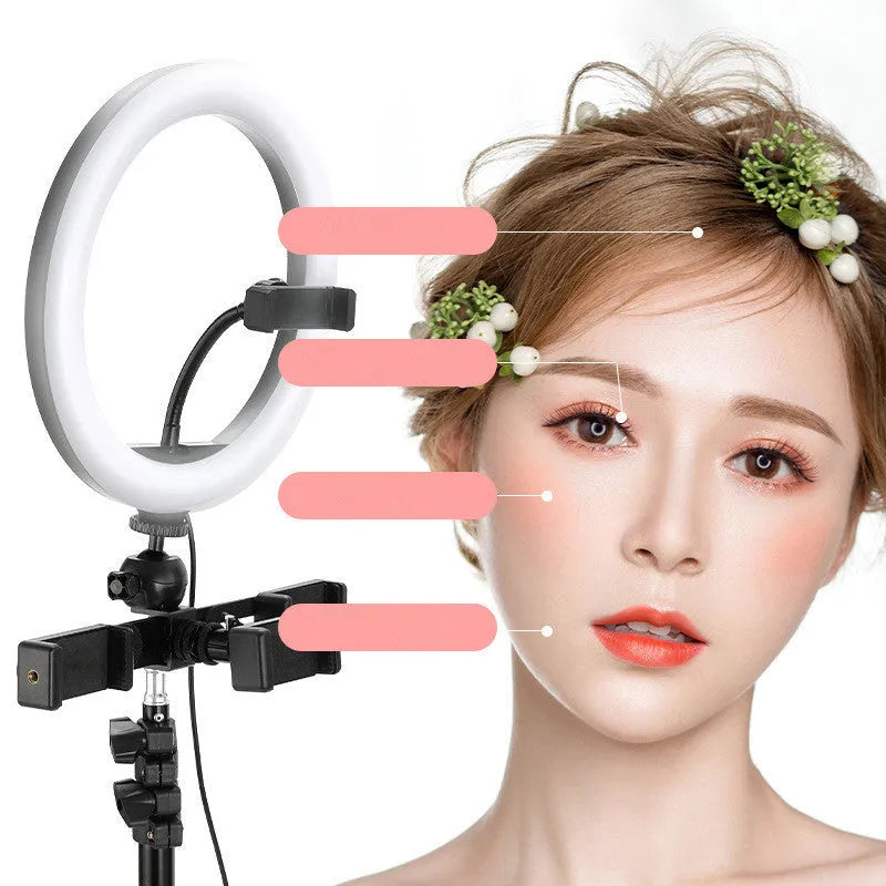 10-inch ring selfie light with adjustable metal bracket for smartphone photography