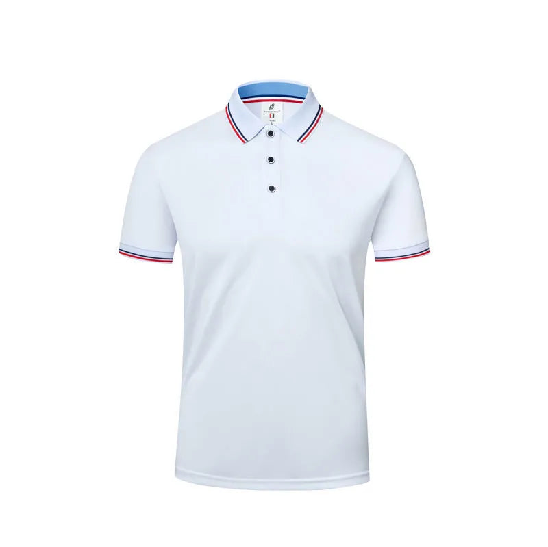 Short sleeve lapel embryo shirt in straight pullover style, polyester cotton blend, navy blue colour