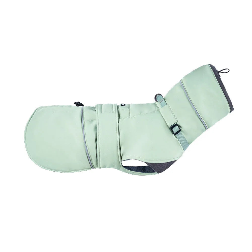 Wind-proof dog shell jacket in beige polyester, British style, for autumn winter walks