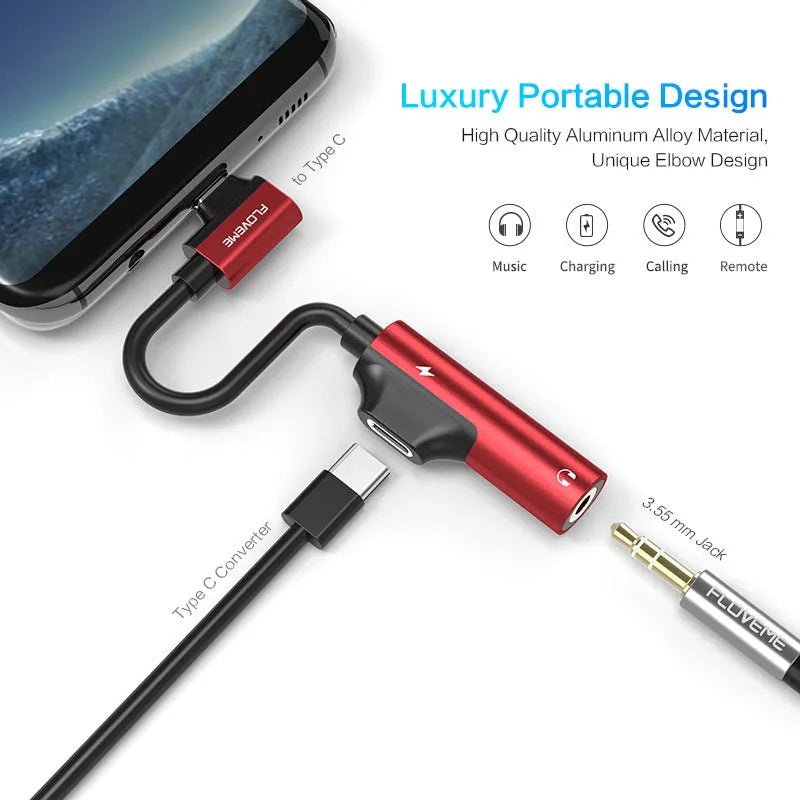 Lightning audio charging adapter in anodised aluminium alloy, 5V1A, black, with dual Lightning ports for charging and earphones